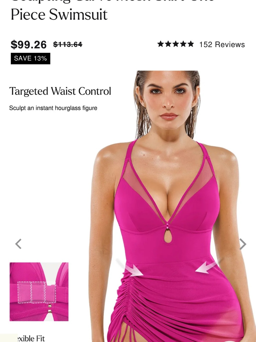 Fuchsia shapewear  One-Piece Swimdress - Women Swim - Picture 4 of 5